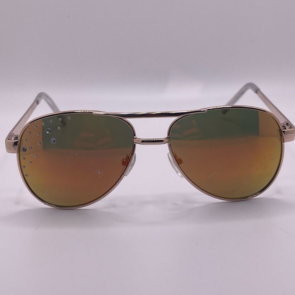 Mirrored Gold Aviators with Rhinestone